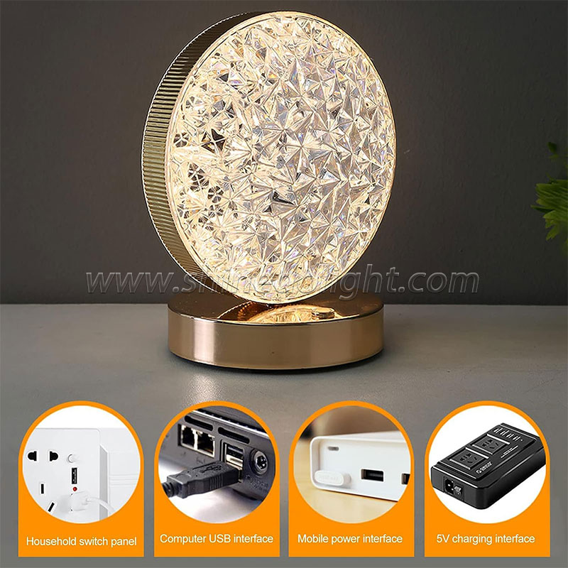 crystal Bedroom Touch Dimming Night Light Girls Room Home Decor USB Bedside LED Table lamp SD-SR448