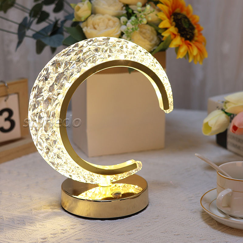 Bedroom Crystal Touch Dimming Night Light Girls Room Home Decor Aesthetics USB Bedside LED Ambient Table 3d Moon Lamp SD-SR450