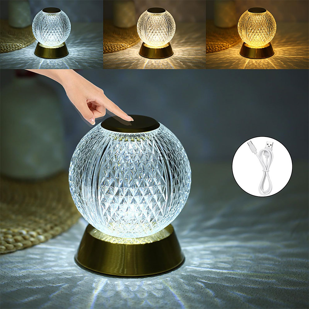 Crystal LED Table Lamps Battery/USB Powered Night Light Bedroom Living Bedside Lighting Fixture Nordic Home Decoration Desk Lamp SD-SR452