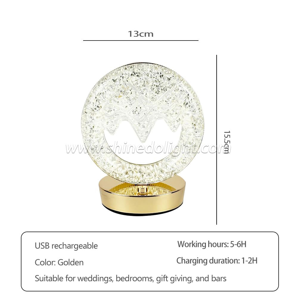 LED Crystal Table Lamp Small Waist Projector Touch Romantic Diamond Atmosphere Light USB LED Night Light for Bedroom SD-SR455