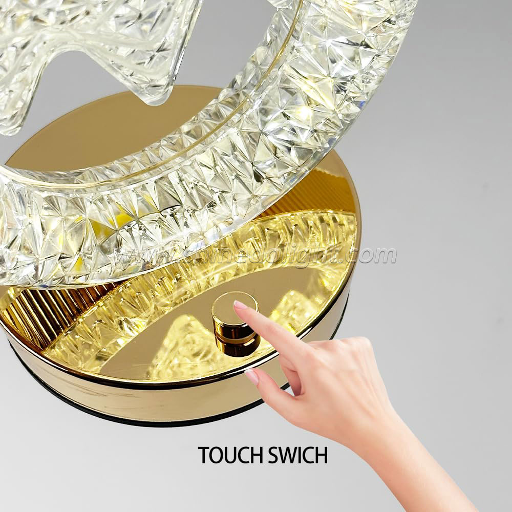 LED Crystal Table Lamp Small Waist Projector Touch Romantic Diamond Atmosphere Light USB LED Night Light for Bedroom SD-SR455