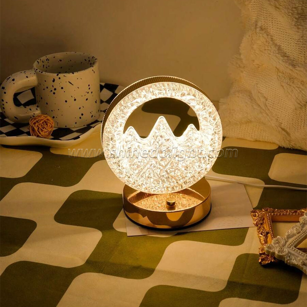 LED Crystal Table Lamp Small Waist Projector Touch Romantic Diamond Atmosphere Light USB LED Night Light for Bedroom SD-SR455