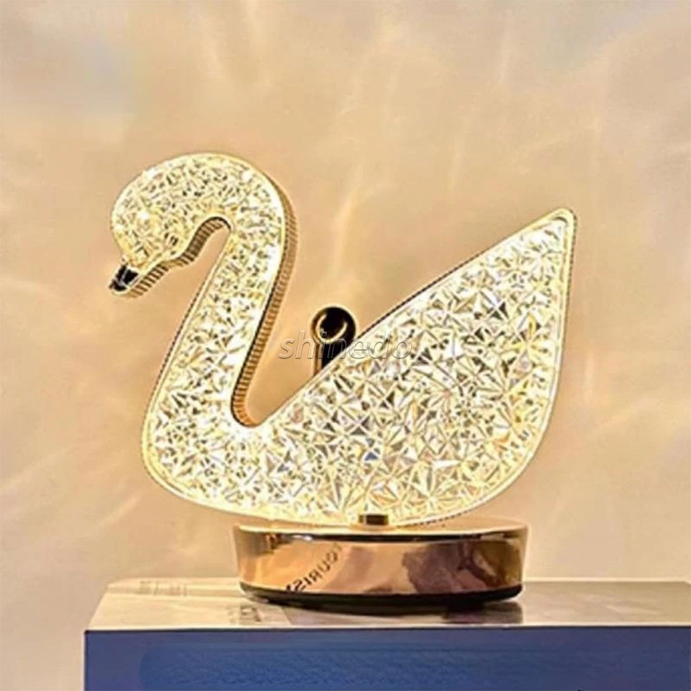 Crystal Duck Table Lamp Bedroom Birthday Gift Romantic USB Nightlight Diamond Rose Atmosphere Lamp SD-SR456