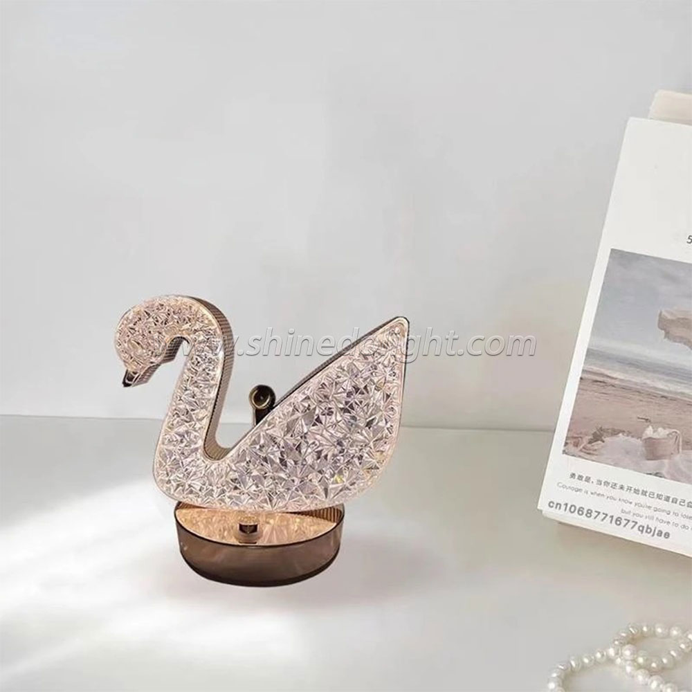 Crystal Duck Table Lamp Bedroom Birthday Gift Romantic USB Nightlight Diamond Rose Atmosphere Lamp SD-SR456