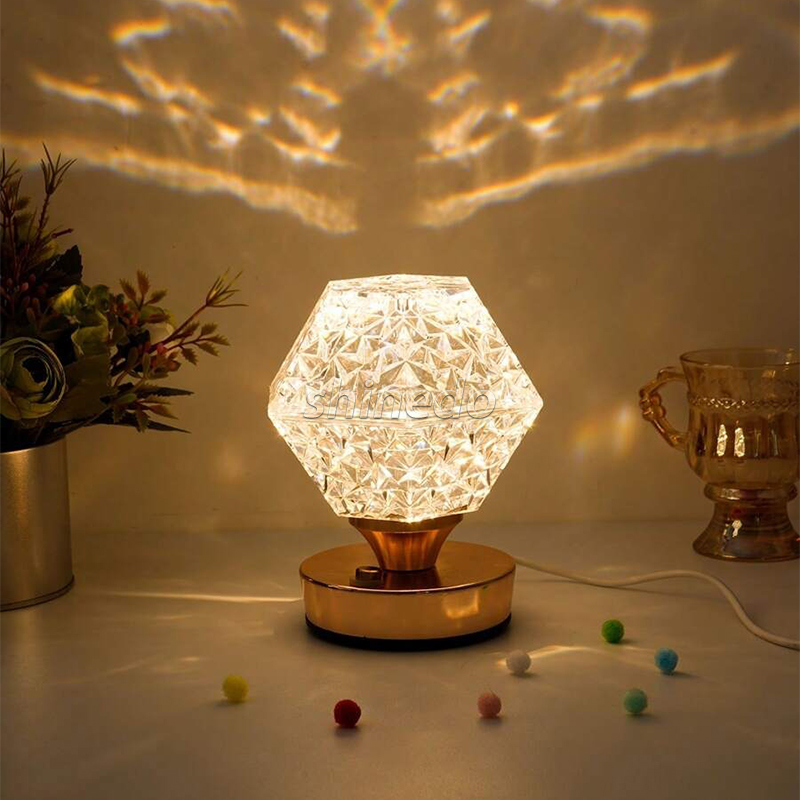 Night Light Crystal LED Lamp Projection Night Light USB Charging Touch Color Changing Room Decoration Atmosphere Table Lamp SD-SR458