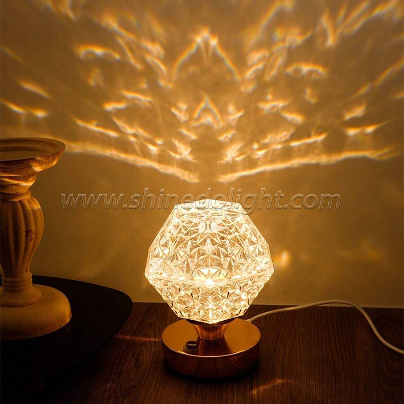 Night Light Crystal LED Lamp Projection Night Light USB Charging Touch Color Changing Room Decoration Atmosphere Table Lamp SD-SR458