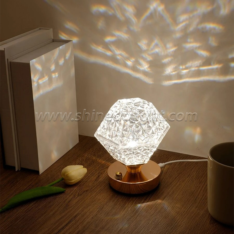 Night Light Crystal LED Lamp Projection Night Light USB Charging Touch Color Changing Room Decoration Atmosphere Table Lamp SD-SR458