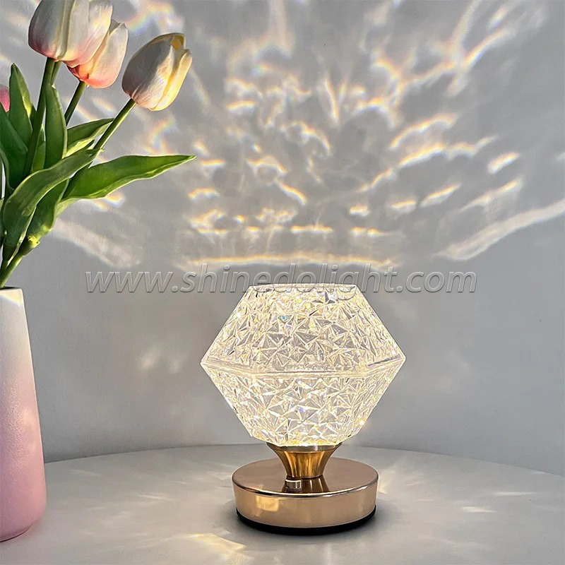 Night Light Crystal LED Lamp Projection Night Light USB Charging Touch Color Changing Room Decoration Atmosphere Table Lamp SD-SR458