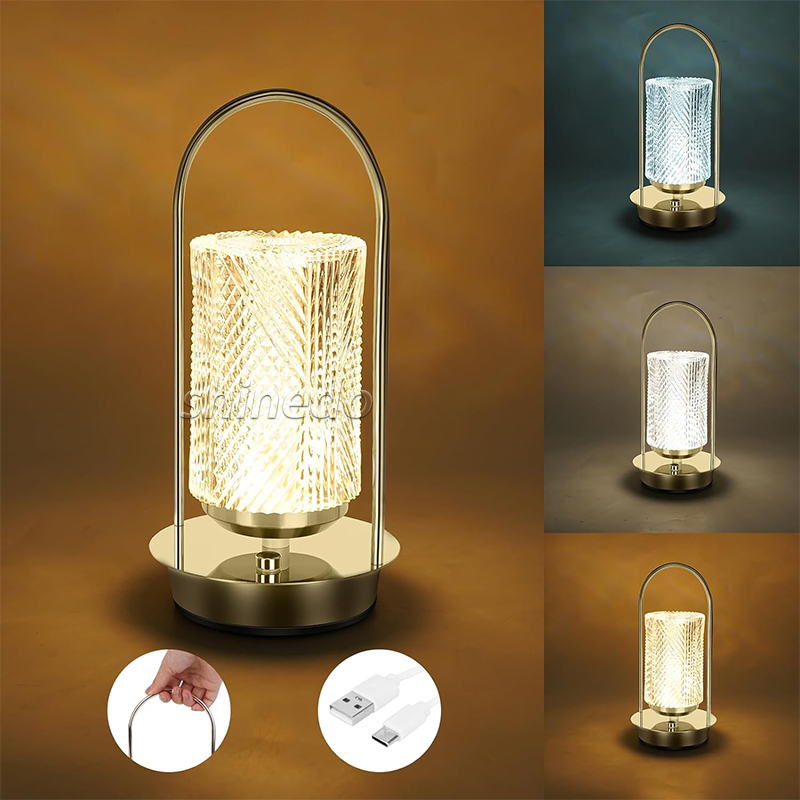 Portable Hanging Metal Table Lamp Dimmable Wireless Table Lamp Rechargeable Bedroom Bedside Night Light SD-SR459