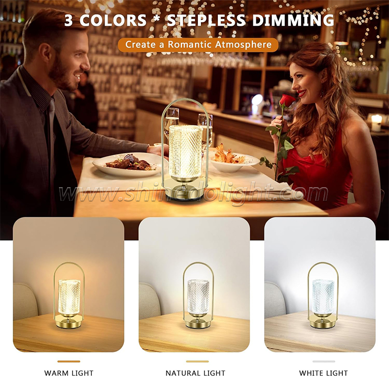 Portable Hanging Metal Table Lamp Dimmable Wireless Table Lamp Rechargeable Bedroom Bedside Night Light SD-SR459