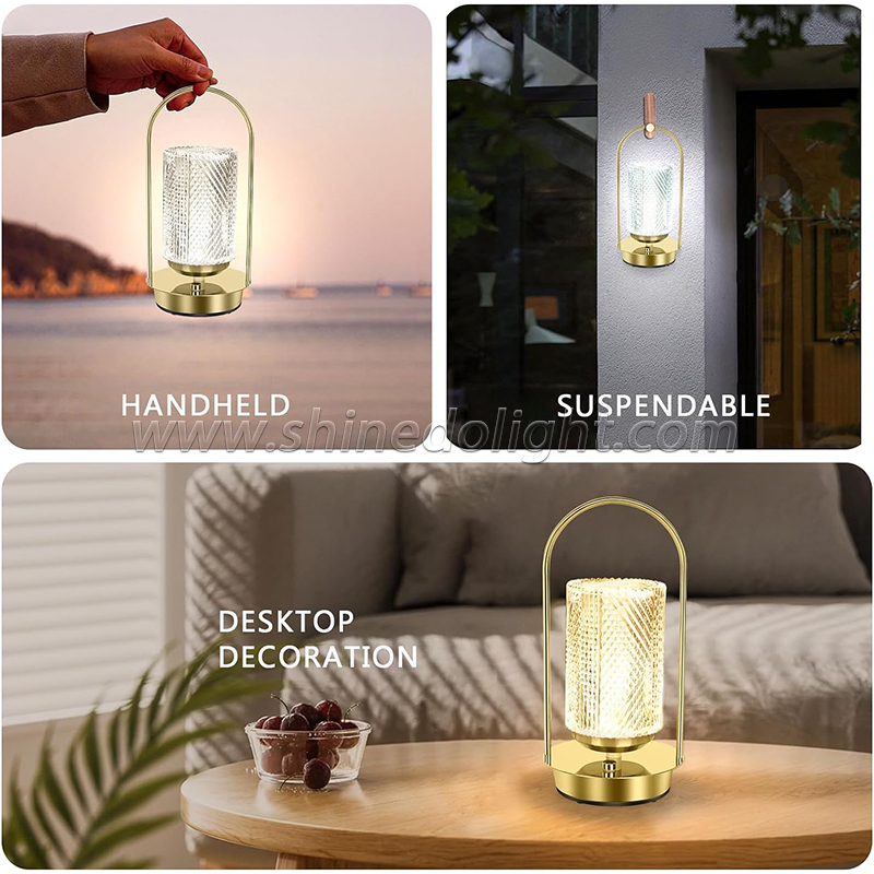 Portable Hanging Metal Table Lamp Dimmable Wireless Table Lamp Rechargeable Bedroom Bedside Night Light SD-SR459