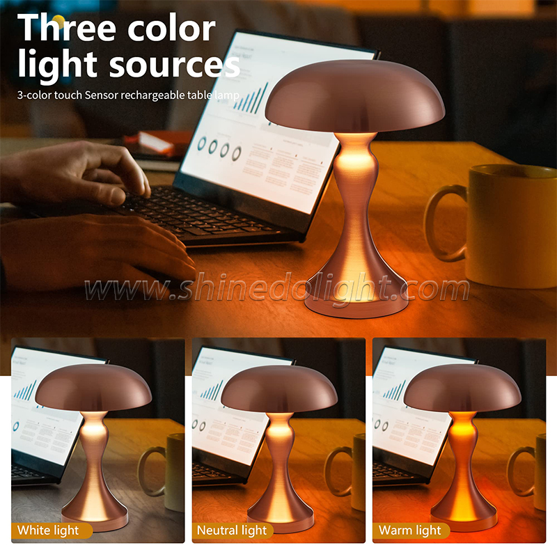 New Pattern Creative Plating Golden Table Lamp Simple Metal Bedroom Living Room Decoration Mushroom Desk LED Lighting SD-SR536