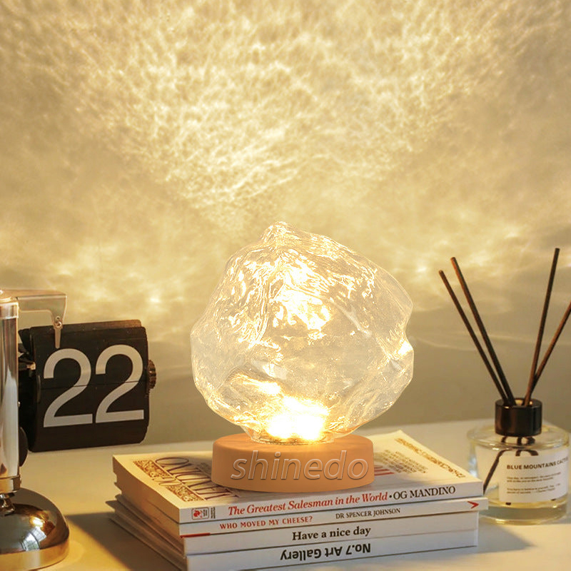 Stone Glass Lampshade Night Light Rechargeable Atmosphere Table Beside Lamp for Bedroom Decoration Fashionable Led Table Lamp SD-SR633