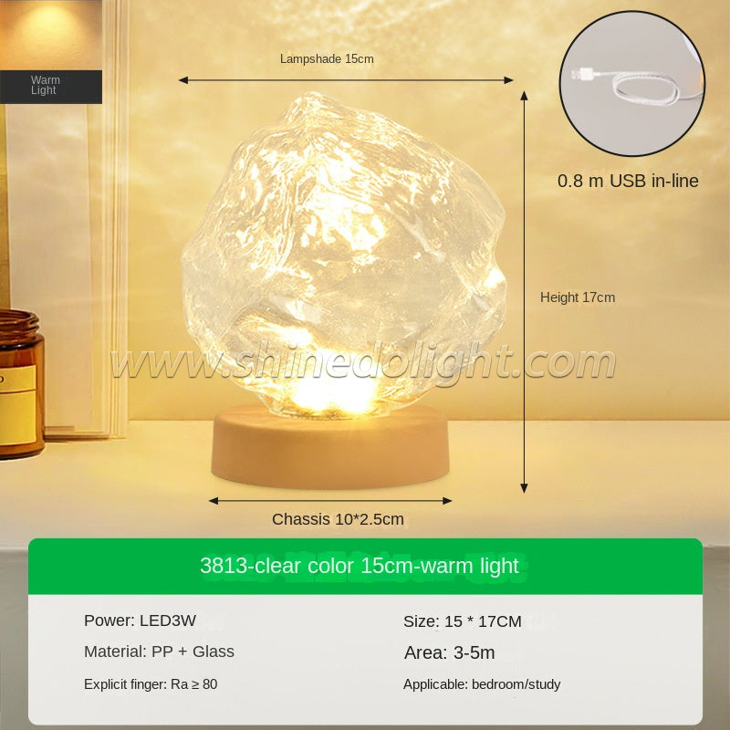 Stone Glass Lampshade Night Light Rechargeable Atmosphere Table Beside Lamp for Bedroom Decoration Fashionable Led Table Lamp SD-SR633