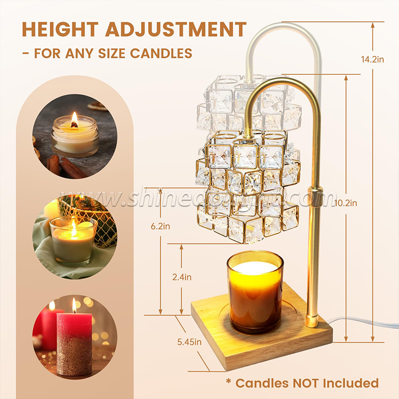 Electric Candle Warmer Flameless Wax Melting Light Creative Crystal Aromatherapy Desk Bedside Decor Candle Warm Lamp SD-SL1175