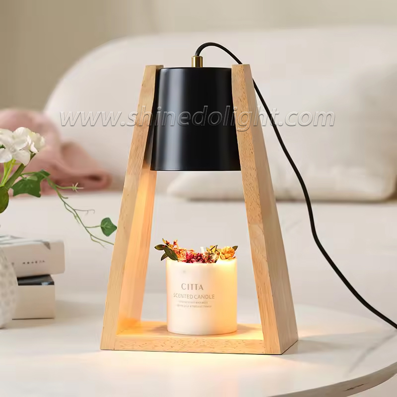 Solid Wood Lamp Body Electric Candle Warmer Wax Melt Lamps Scented Candles for Desk, Table, Bedroom Night Lights SD-SL1584