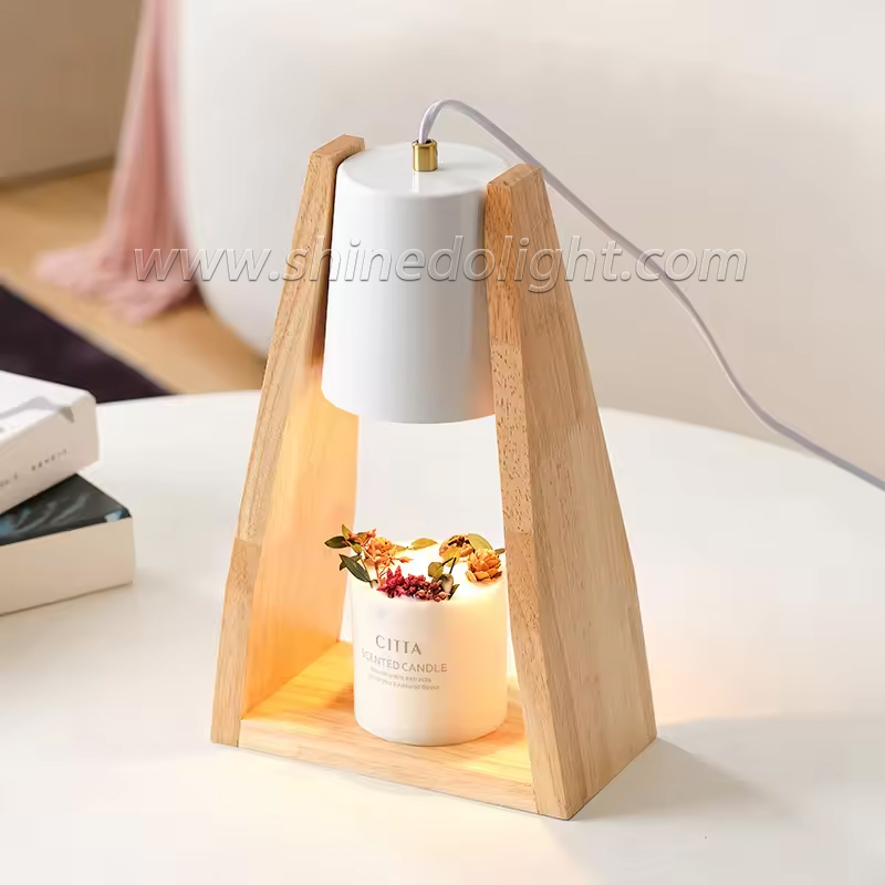 Solid Wood Lamp Body Electric Candle Warmer Wax Melt Lamps Scented Candles for Desk, Table, Bedroom Night Lights SD-SL1584