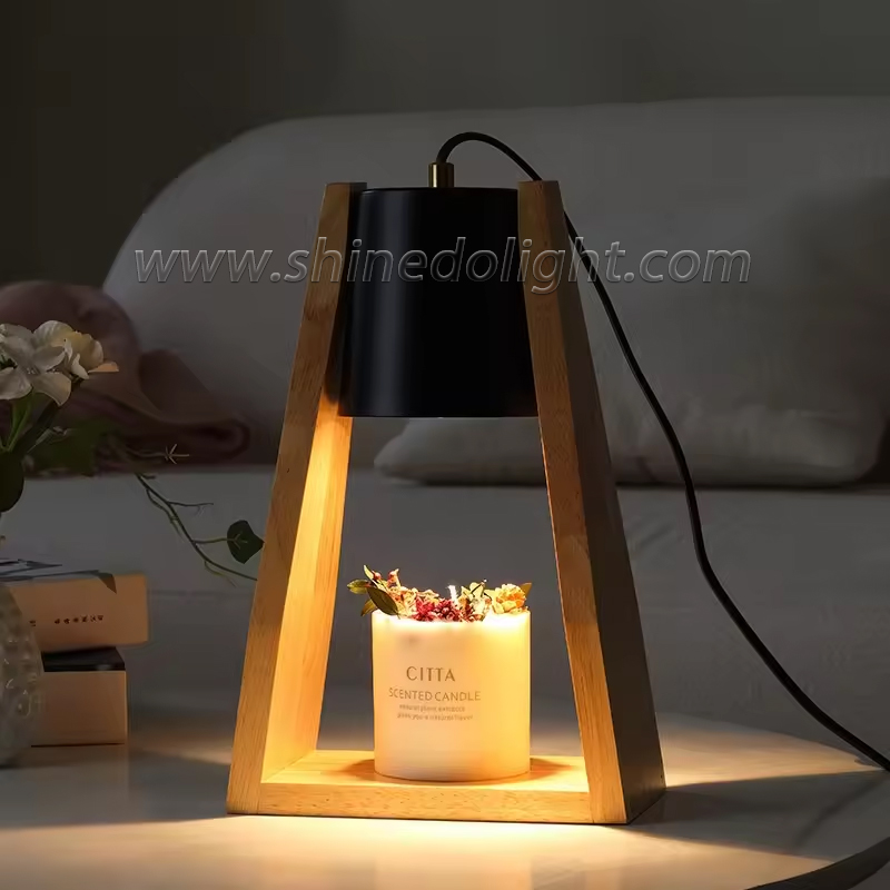 Solid Wood Lamp Body Electric Candle Warmer Wax Melt Lamps Scented Candles for Desk, Table, Bedroom Night Lights SD-SL1584