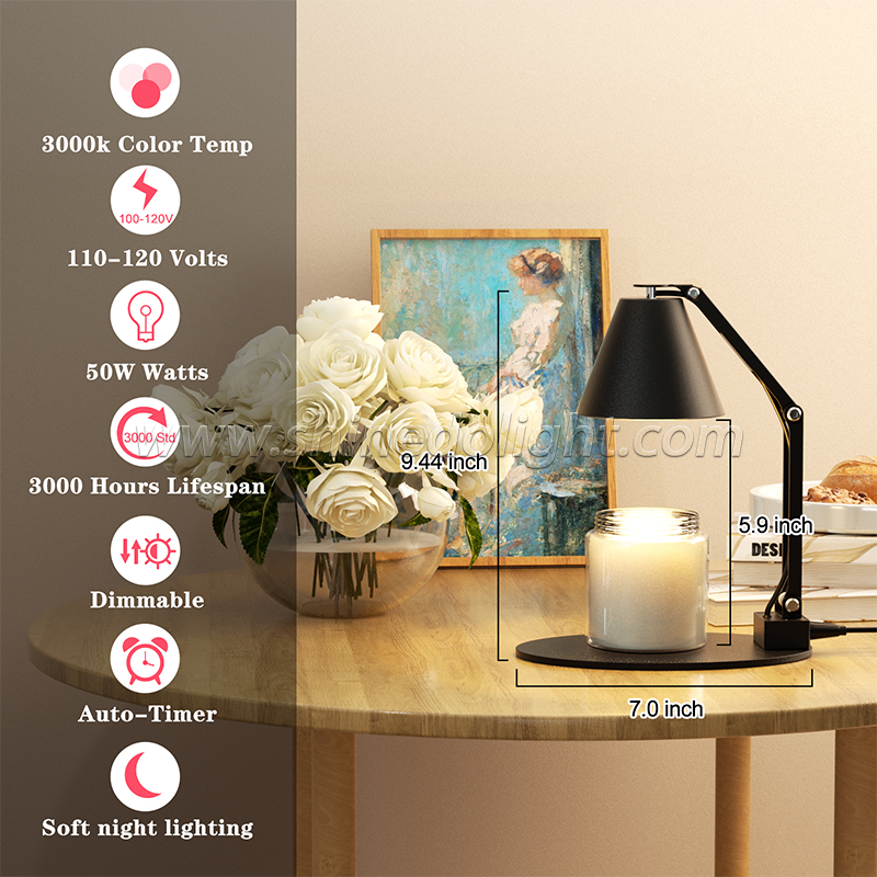 Electric candle warmer lamp Multi-functional Table Lamp Adjustable Brightness and USB Charging Port for Bedroom and Study SD-SL1643