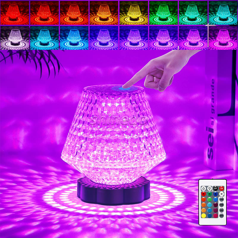 Crystal Night Light LED Lamp Projection Night Light USB Charging Touch Color Changing Room Decoration Atmosphere Table Lamp SD-SR540