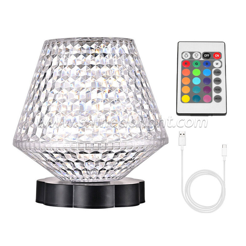 Crystal Night Light LED Lamp Projection Night Light USB Charging Touch Color Changing Room Decoration Atmosphere Table Lamp SD-SR540