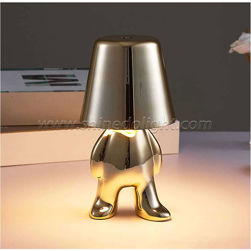 Golden Table Lamp Decor Thinker Statue LED Table Lamp With USB Port Home Living Room Office Shelf Decor SD-SR556