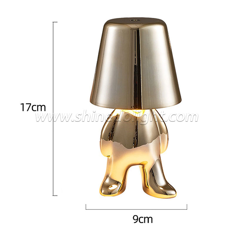 Golden Table Lamp Decor Thinker Statue LED Table Lamp With USB Port Home Living Room Office Shelf Decor SD-SR556