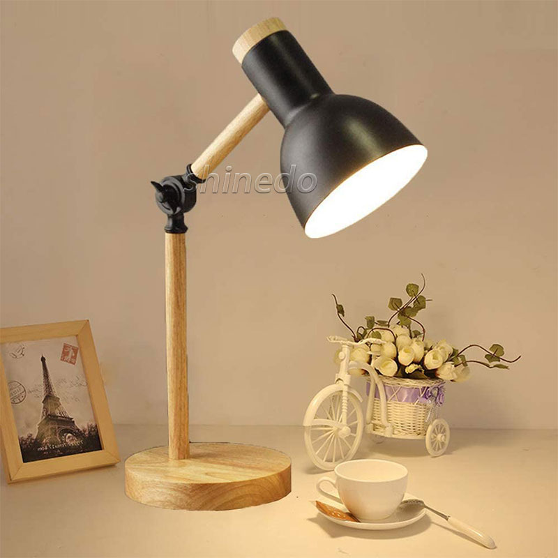 Wood Creative Nordic Table Lamp Wooden Head Simple Bedside Desk Light Eye Protection Reading&Bedroom Study Lamp SD-SR576