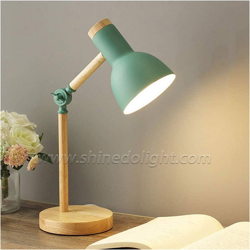 Wood Creative Nordic Table Lamp Wooden Head Simple Bedside Desk Light Eye Protection Reading&Bedroom Study Lamp SD-SR576