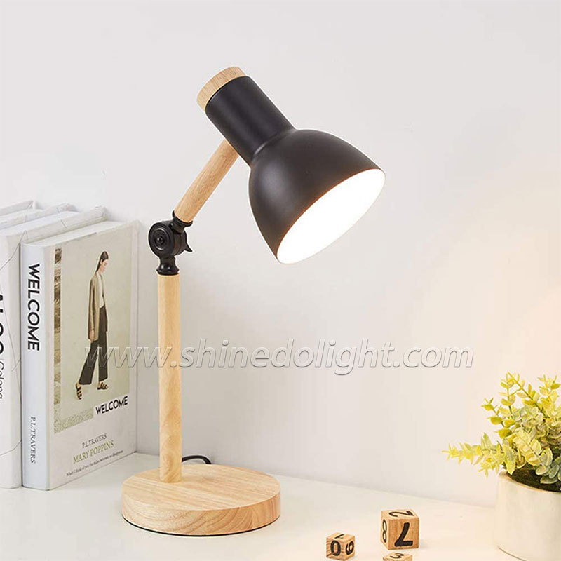 Wood Creative Nordic Table Lamp Wooden Head Simple Bedside Desk Light Eye Protection Reading&Bedroom Study Lamp SD-SR576