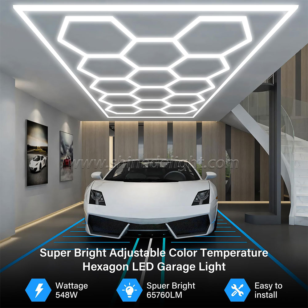 Custom Hexagon Workshop clothing store Lights Led For Car Shop And Garage honeycomb lights Led hexagon Work Garage Light Ceil SD-SL1085