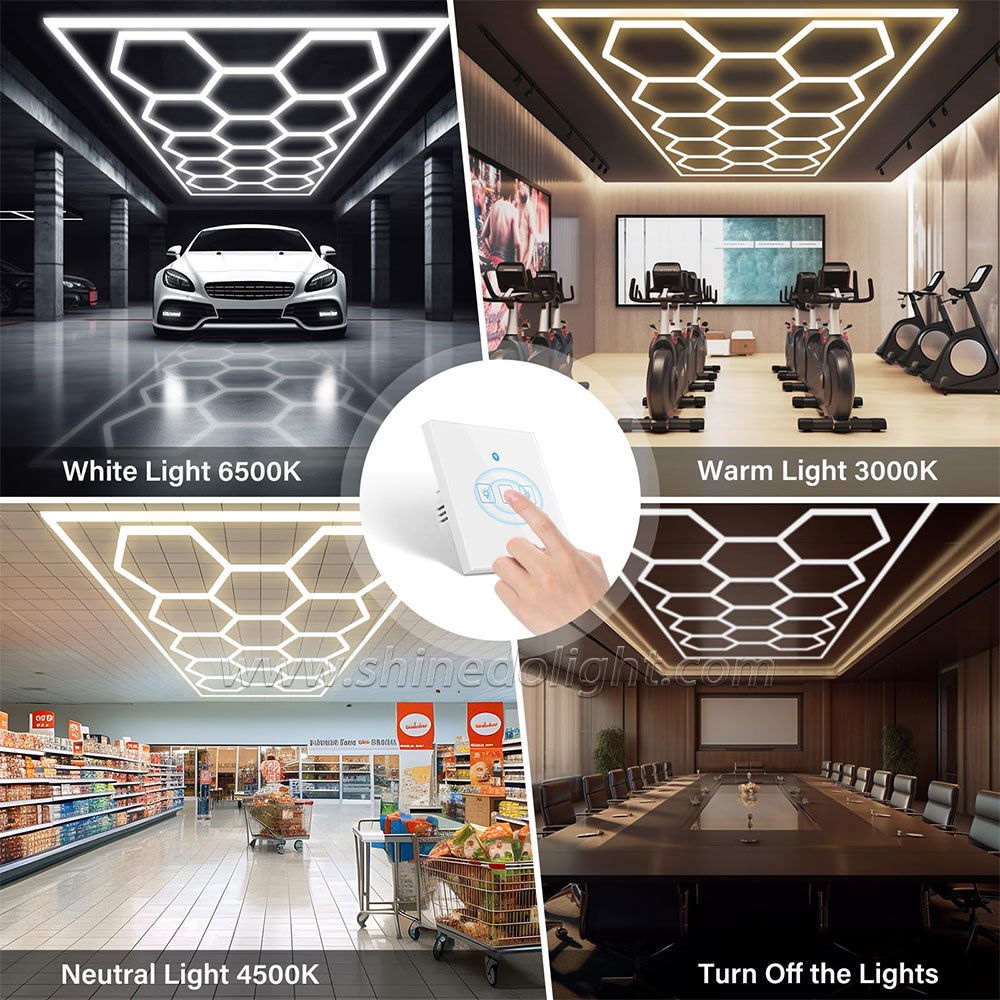 Custom Hexagon Workshop clothing store Lights Led For Car Shop And Garage honeycomb lights Led hexagon Work Garage Light Ceil SD-SL1085