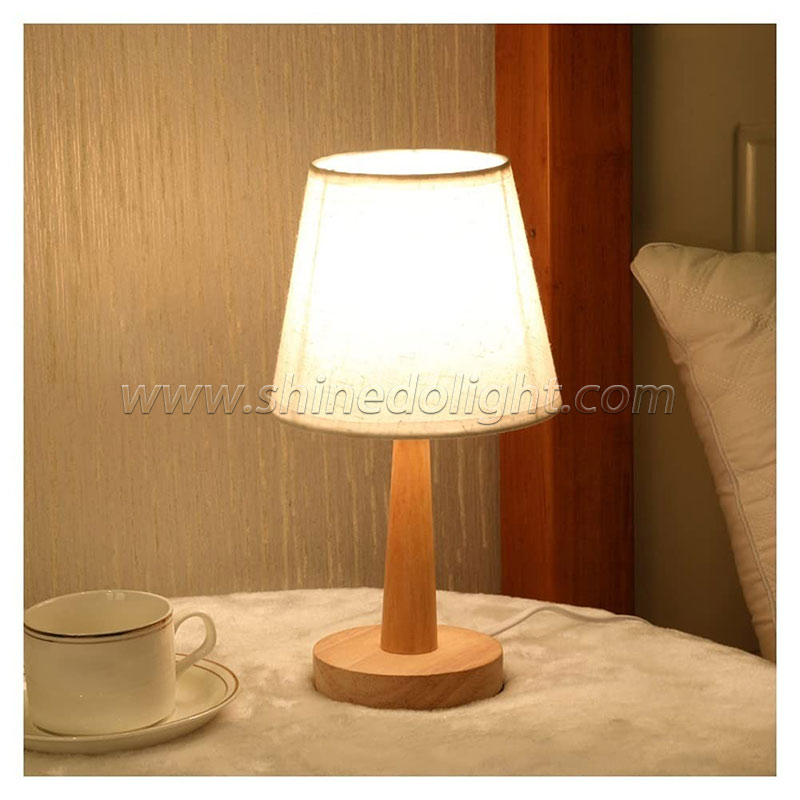 New Chinese cloth wood desk lamp Living room study bedroom simple ins wind bedside led lamp Zhongshan luminaire SD-SR608