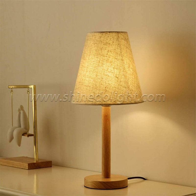 New Chinese cloth wood desk lamp Living room study bedroom simple ins wind bedside led lamp Zhongshan luminaire SD-SR608