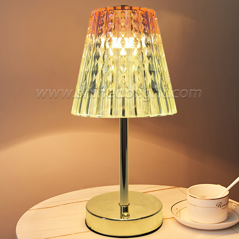 Metal acrylic crystal decorative lamp LED rechargeable bedside nightlight for home decoration SD-SR704