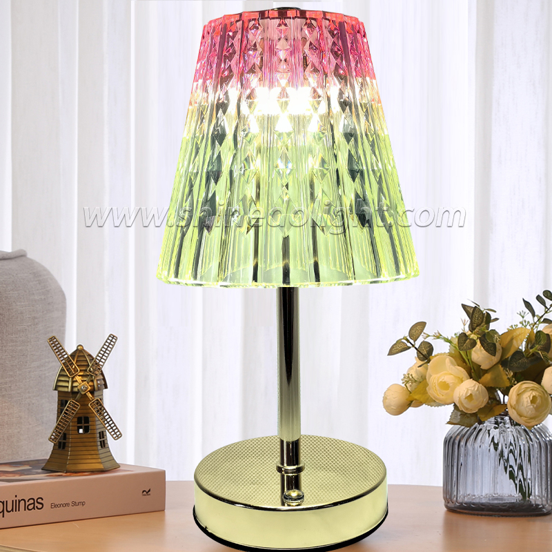 Metal acrylic crystal decorative lamp LED rechargeable bedside nightlight for home decoration SD-SR704