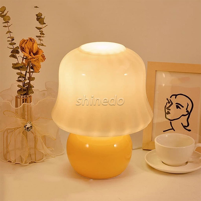 Desk lamp Bedroom bedside lamp Antique glass creme fraiche mushroom lamp in the living room creative nightlight SD-SR751