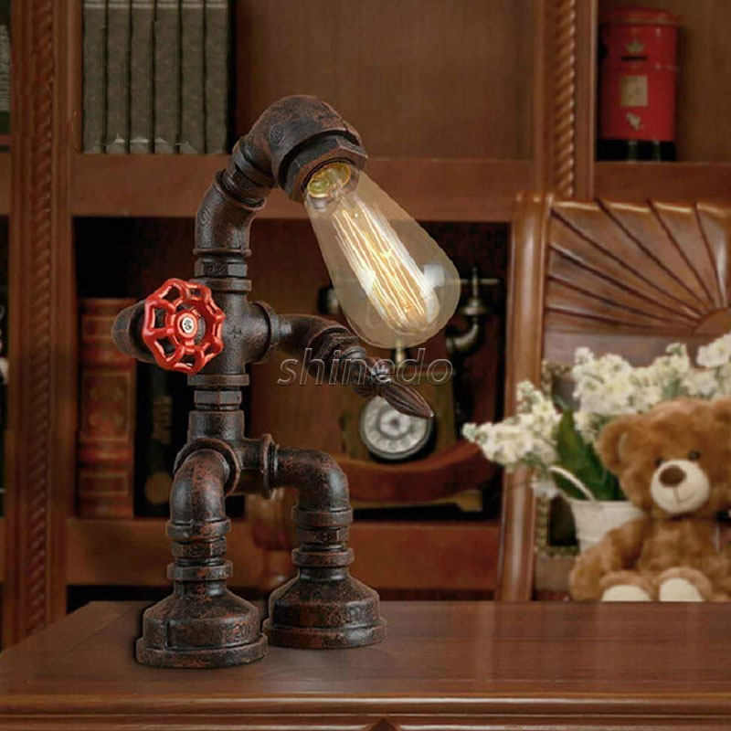 Cross-border for personalized creative iron pipe industrial retro style coffee bar desk water pipe robot lamp SD-SR762