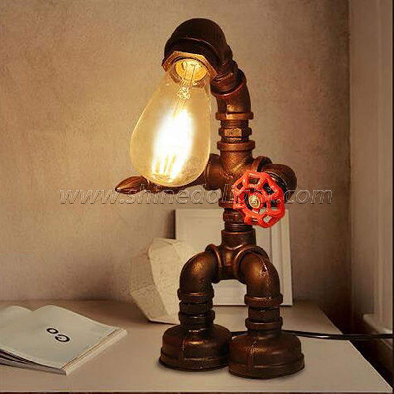 Cross-border for personalized creative iron pipe industrial retro style coffee bar desk water pipe robot lamp SD-SR762