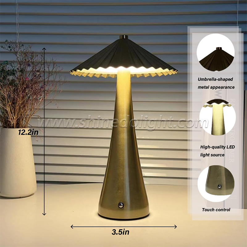 Metal Touch Table Lamp Rechargeable Cordless Decorative Lamp Suitable for Restaurant Hotel Bar Bedroom Bedside Lamp SD-SR728