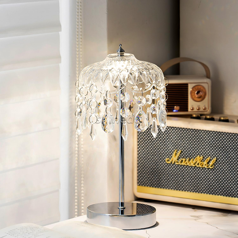 Crystal Table Lamps Diamond Retro Led Bar Desk Lamp USB Rechargeable Eye Protection Night Light for Bedroom Hotel Office Wedding SD-SR816