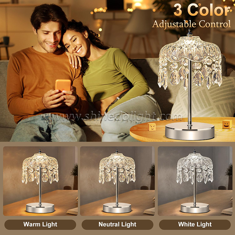 Crystal Table Lamps Diamond Retro Led Bar Desk Lamp USB Rechargeable Eye Protection Night Light for Bedroom Hotel Office Wedding SD-SR816