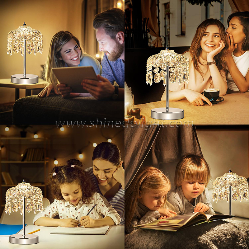 Crystal Table Lamps Diamond Retro Led Bar Desk Lamp USB Rechargeable Eye Protection Night Light for Bedroom Hotel Office Wedding SD-SR816