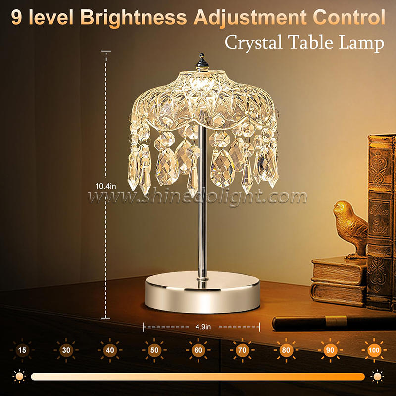 Crystal Table Lamps Diamond Retro Led Bar Desk Lamp USB Rechargeable Eye Protection Night Light for Bedroom Hotel Office Wedding SD-SR816