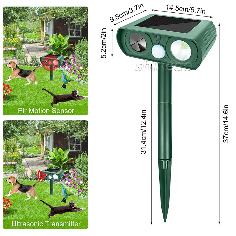 Waterproof Rodent Mouse Rat Snake Repeller Ultrasonic Solar Powered Repellent Outdoor Garden Solar Animal Mole Repeller