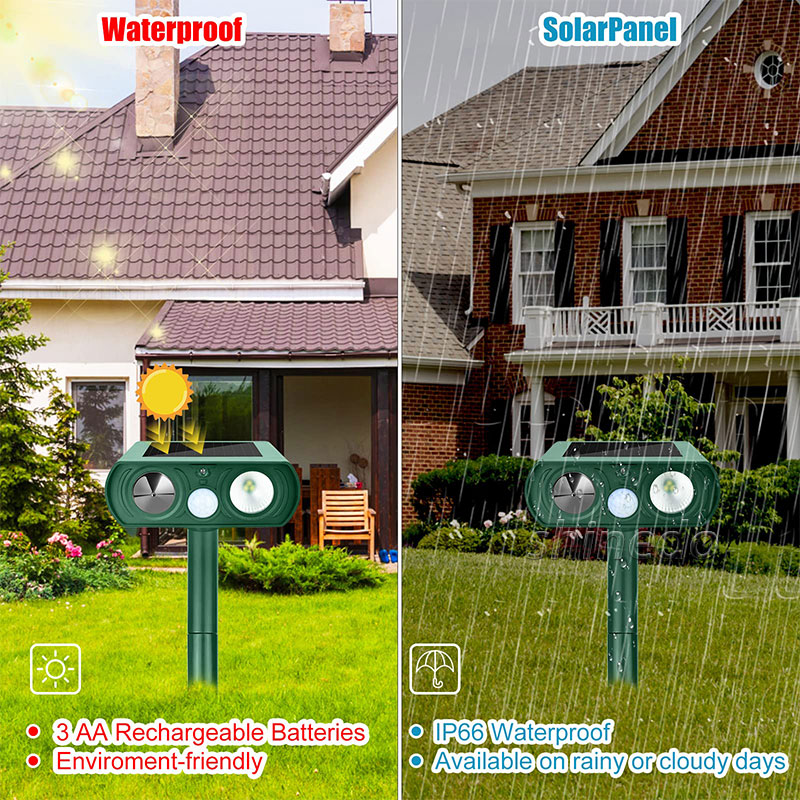 Waterproof Rodent Mouse Rat Snake Repeller Ultrasonic Solar Powered Repellent Outdoor Garden Solar Animal Mole Repeller