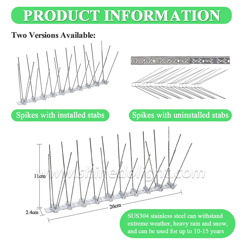 Outdoor Garden Bird Repellent Fence Windowsill Roof Pest Control Bird Spikes Stainless Steel Thorns Bird Spikes Anti Pigeon