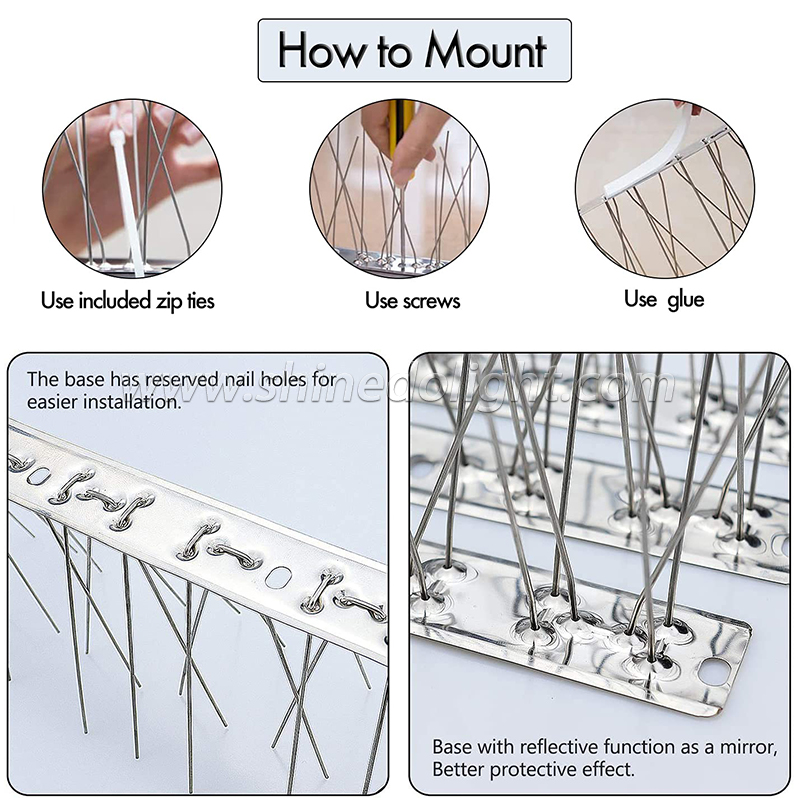 Outdoor Garden Bird Repellent Fence Windowsill Roof Pest Control Bird Spikes Stainless Steel Thorns Bird Spikes Anti Pigeon