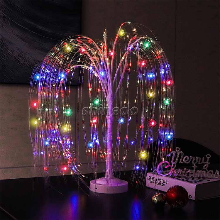 Multicolor Tabletop Tree Glitter Fairy Light Willow Branches Table Lamp Christmas Indoor Decor Wedding Party Decorative Light