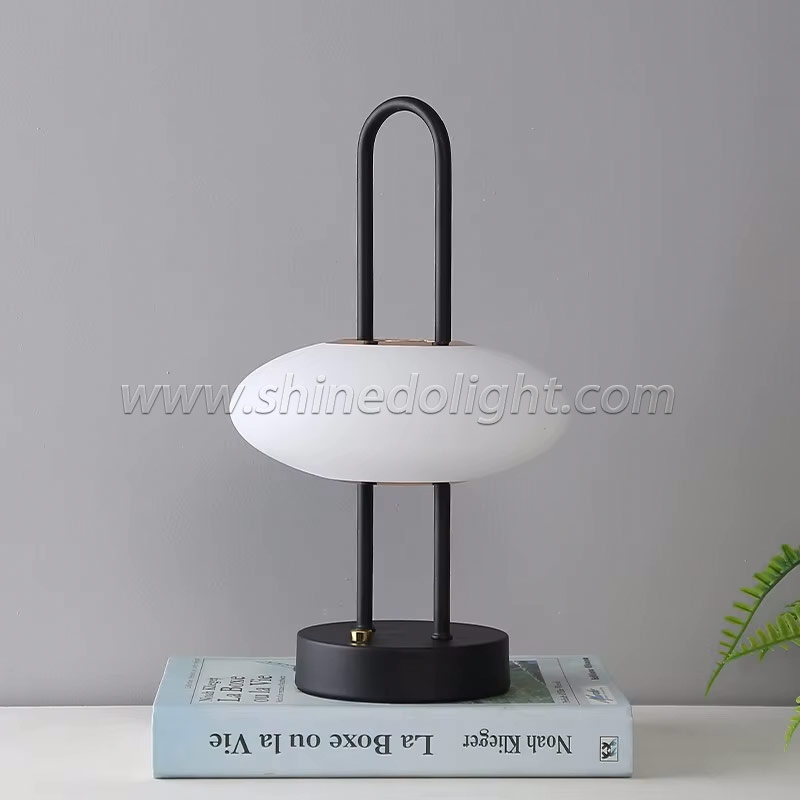 Black Led Table Lamp Metal Frame Portable Led Desktop Night Light Office Hotel Moon Decorated Light Table Lamp Base Metal